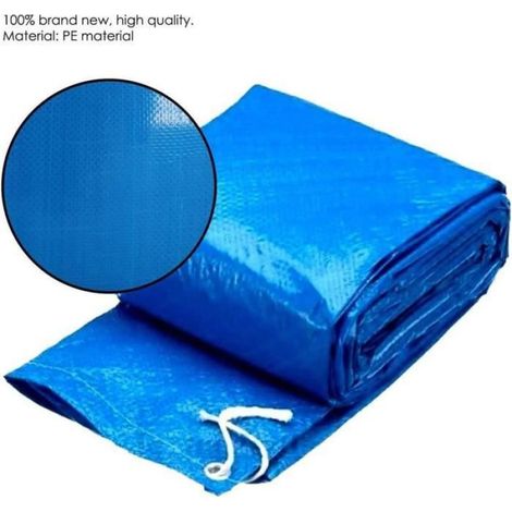 1 Couverture de piscine ronde, 183cm, Matériau PE, Corde résistante, Pour extérieur (1/4)