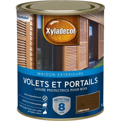 Lasure protectrice pour bois extérieur - Volets et Portails - aspect satin chêne foncé 1 L - Xyladecor