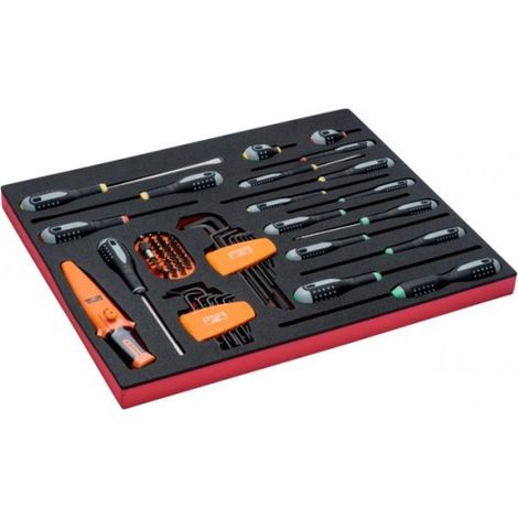 BAHCO - Jeu de tournevis/clés mâles/embouts, module mousse 3/3 Fit&Go - 51 pcs