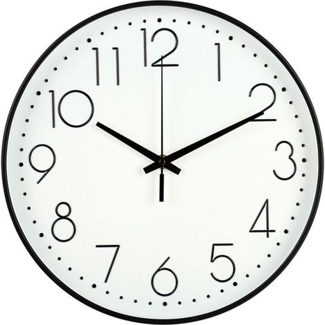 Horloge murale silencieuse de 8 pouces, sans tic-tac, décorative, facile à lire, horloge murale ronde pour la maison, le salon, cadre noir, Bootom blanc, mot noir (1/5)