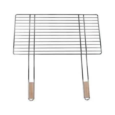 4U-Onlinehandel Grill 68 x 40 cm Mit 2 Griffen of Holz verchromter Stahl Grillrost für Rost