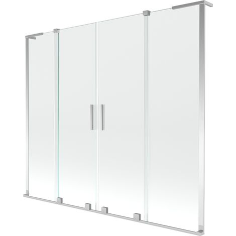 Paravent de baignoire 2 volets coulissants Mexen Velar L Duo 200 x 150 cm, transparent, chrome - 896-200-003-02-01 (1/2)