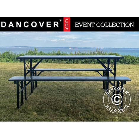 Biertisch-Set PRO 180x60x78cm, Schwarz - Dancover