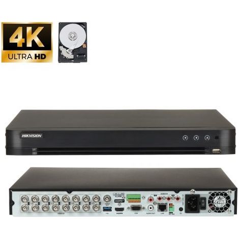 Hikvision DVR Registratore 8Mp POC 16 Canali + HDD 2Tb - IDS-7216HUHI-M2/S/A (4K)