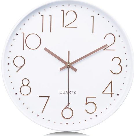 Horloge murale silencieuse avec chiffres 3D, horloge murale moderne, horloge murale sans tic-tac, horloge silencieuse pour la cuisine, le salon, la chambre d'enfant, le bureau, 30 cm