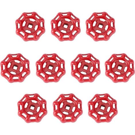 10x Vanne d'arrêt à bille rouge, poignée 6x6mm, robinet eau (1/5)