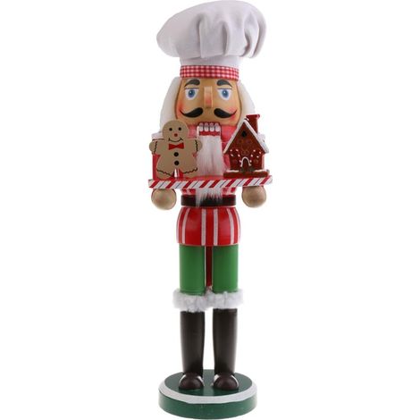 Figura de madera de cascanueces de 36 cm, decoración para el hogar, regalo para fiestas de adultos y niños, chef (1/4)