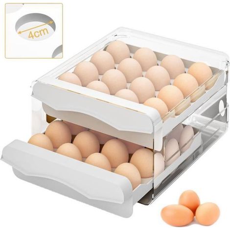 Boîte À Œufs - 32 Grilles - Transparent - Plastique - Pour Réfrigérateur - 1 Pièce (1/4)