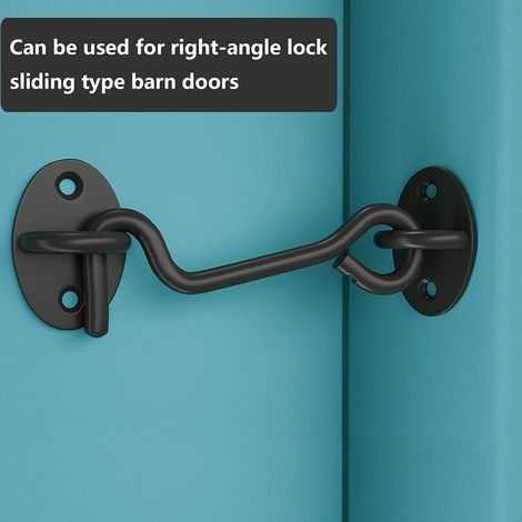 1 verrou de porte noir pour fenêtre, verrou anti-vent, verrou de toilettes, porte coulissante, style ancien