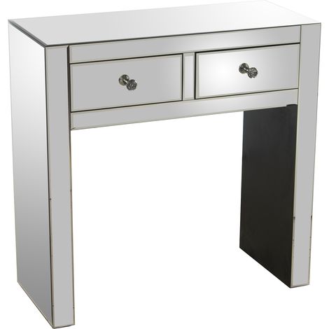 Eingangstisch mit 2 Glasspiegel/Holzschubladen 80x35x80cmpour alle Stile, um dem Zuhause eine Note zu verleihen (1/4)