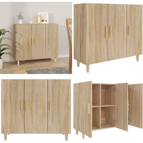 Sideboard Sonoma-Eiche 90x34x80 cm Holzwerkstoff - Sideboard - Wohnzimmertisch - Eichefarbenes Möbel - Holzmöbel - Regal - Home & Living (1/5)