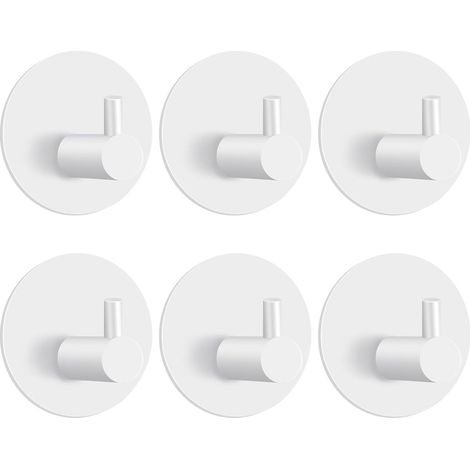 Filiyano-Lot de 6 crochets porte-serviettes autocollants en acier inoxydable blanc pour salle de bain. (1/4)