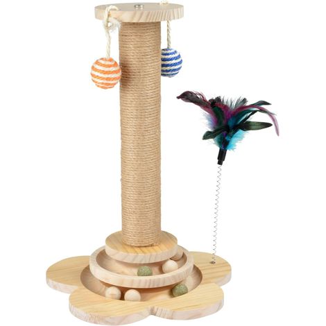 Love Story, Colonne à Griffer avec Jouets Integrés Corde Jute et Structure Bois D30 x H40 cm (1/2)