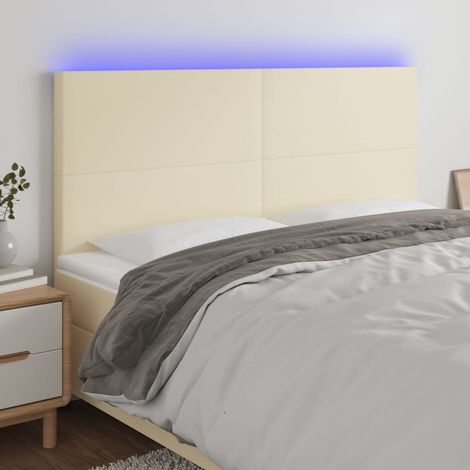 Cabecero con luces LED cuero sintético crema 160x5x118/128 cm vidaXL