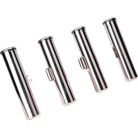 Soporte para cañas de pescar, acero inoxidable, diseño para montaje en pared, color plata. (1/5)