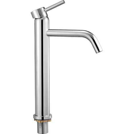 Mitigeur d'évier à une poignée, finition chrome, compatible 1 ou 3 trous, avec bonde à poussoir, idéal pour cuisine, salle de bain, camping-car, bar ou sanitaires publics. (1/5)