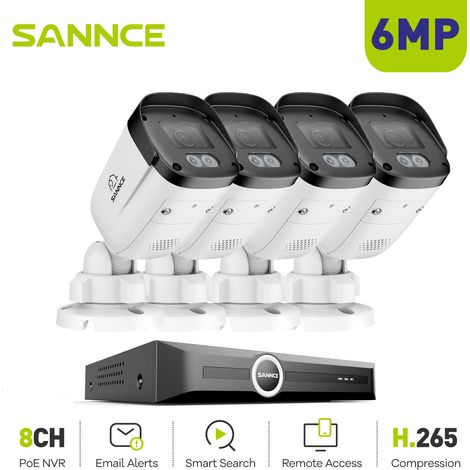SANNCE Sistema de cámara de seguridad PoE de 5 MP Full HD y 8 canales con detección de personas y vehículos, IP67 (1/5)