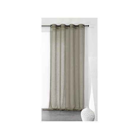 Voilage uni et tamisant en poly/lin Vert Olive 150x240 cm (1/2)