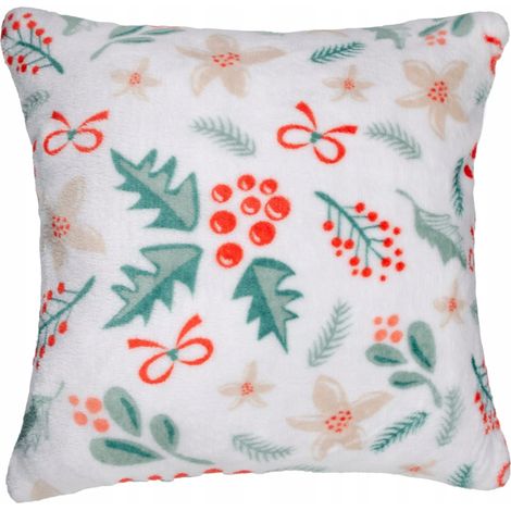 Taie d'oreiller de Noël 40x40 cm, ambiance hivernale, blanche, gui, douce