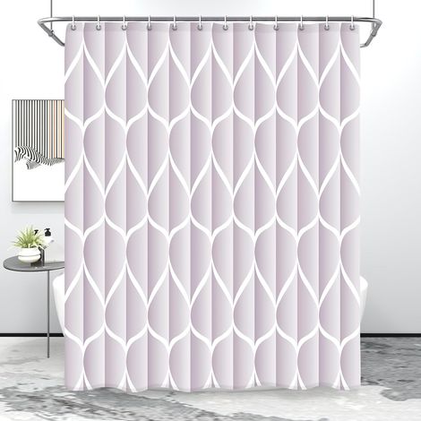 Rideau de douche en tissu imperméable et polyester à séchage rapide pour salle de bain, lavable en machine avec 12 crochets en plastique, prune, 183 x 183 cm (1/5)