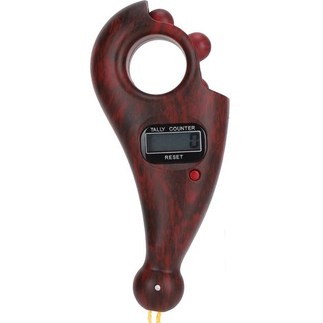 Compteur de perles numérique à grain de bois, portable, pour la méditation bouddhiste, en séquoia (grain de bois). (1/5)