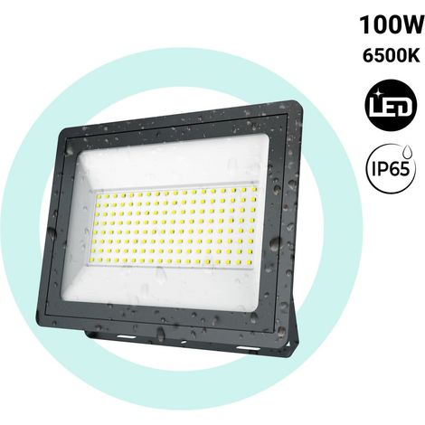 Proyector LED De Exterior - Slim - 100W - 9800lm - IP65 - Blanco Frío - Negro