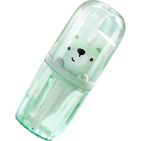 Boîte de rangement pour brosse à dents et dentifrice, portable, pour couples, idéale pour les voyages d'affaires et les étudiants, transparente verte. (1/5)