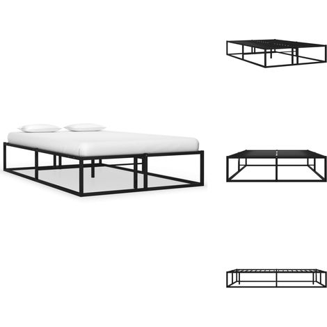 Cadre de lit sans matelas noir métal 120x200 cm - Cadre De Lit - Lit Double - Lit Metal - Literie - Meubles Chambre (1/5)