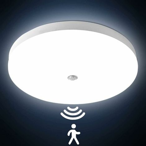 Plafoniere con sensore di movimento 24W 3000LM LED Plafoniera rotonda Lampada LED ultrasottile Impermeabile IP56 Illuminazione per interni Perfetta per camera da letto Cucina Balcone Corridoio 40cm