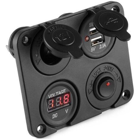 Dc 12v-24v voiture bateau prise double chargeur usb voltmètre panneau de commutation
