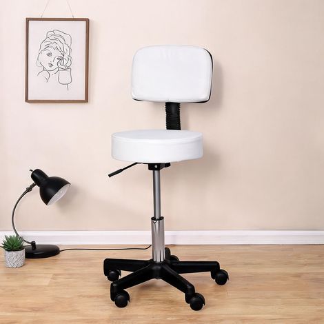 Chaise de bureau coloris blanc en bonded cuir 35 x 35 x 84 cm (1/5)