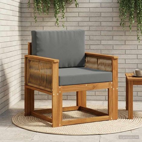 Canapé de Milieu Extérieur Modulable en Bois d'Acacia Massif Naturel avec Coussins Anthracite - PANGIVO (1/5)