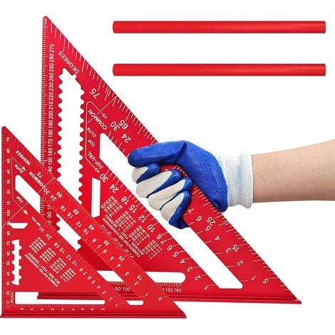 Équerre de menuisier, 2 pièces (180 mm et 300 mm / 7"–12") – Outil de précision à angle droit, équerre de menuisier en métal pour des mesures précises à 45° et 90°, avec goupille plate. (1/5)