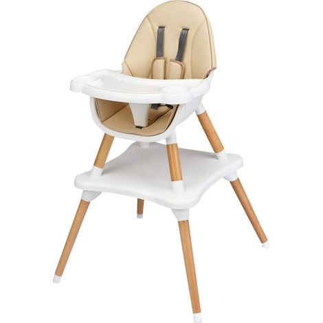 COSTWAY Trona para Bebé Altura Ajustable Silla Alta con Cinturón de Seguridad y Bandeja Extraíble para Comedor Jugar (Caqui) (1/5)
