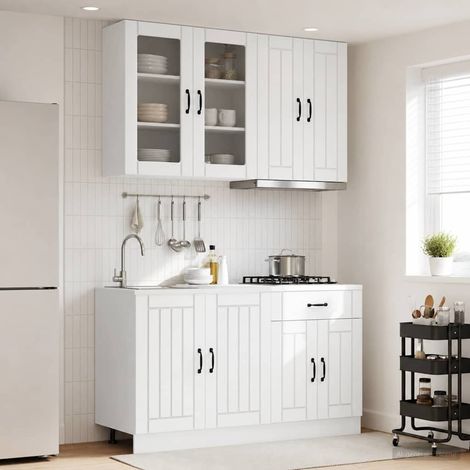vidaXL Unità Cucina LUCCA 4 pz Bianco Legno ingegnerizzato (1/5)