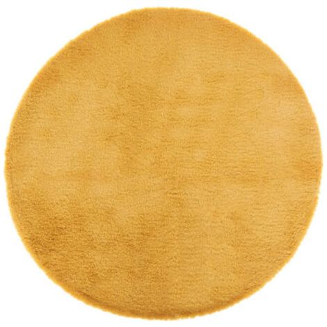 Tapis Rond Imitation Fourrure "Doucea" 80cm Ocre (1/3)