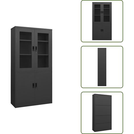 Armoire de bureau Anthracite 90x40x180 cm Acier - Meuble De Classement - Armoire De Bureau - Armoire Métallique - Rangement Documents - Organisation Bureau (1/5)