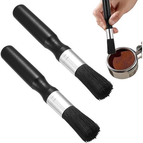 Juego de 2 cepillos de limpieza para baristas, ideales para máquinas de café y espresso, portafiltros y accesorios de café. (1/5)