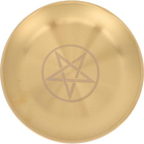 Round Metal Pentagram Tray for Altar, Tarot Ceremony (1/5)