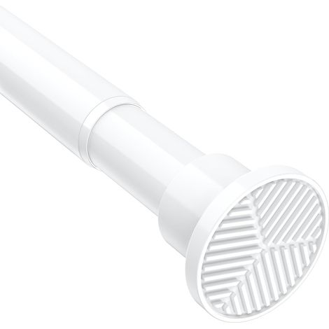 Tringle Rideau Sans Percage Extensible, 110-185 cm (Diamètre 25 mm), Barre de Douche Extensible, Tringle à Rideaux en Inox Blanc, Idéale pour Salle de Bain, Fenêtre et Penderie (1/5)