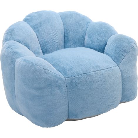 ELVMI Poltrona Compatta a Forma di Loto, Seduta Imbottita in Schiuma, Facile da Spostare, in Peluche, Blu (1/5)