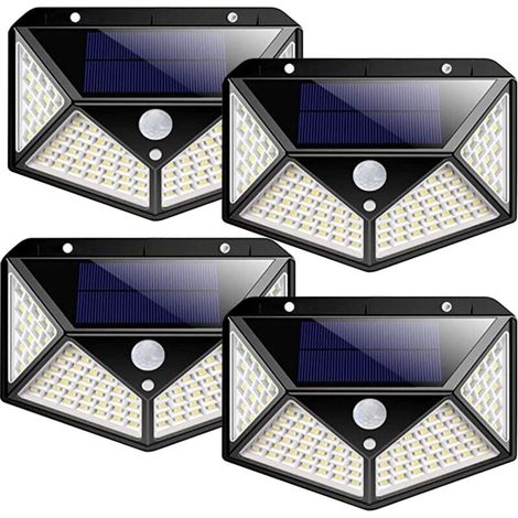 100 LED outdoor solar lights with reflector and 3 lighting modes, motion sensor wall lights, IP65 waterproof solar wall lights for garden patio lighting (1/5)