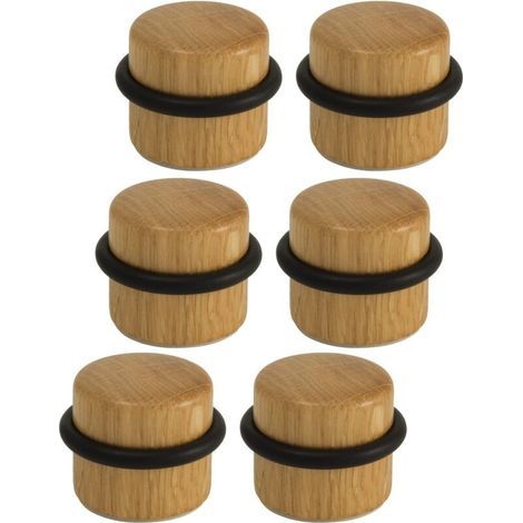 Door Stops - Adhesive Wooden Doorstops for Floors - Door Bumpers for Door and Wall Protection - Pack of 6 (Oak) (1/5)