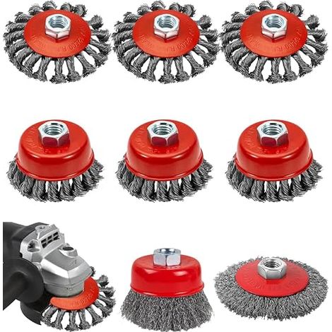 8pcs metal brush grinder for angle grinders, size M14, diameters of 80 mm and 120 mm, metal brush grinder for cleaning, removing rust, polishing and grinding. (1/5)