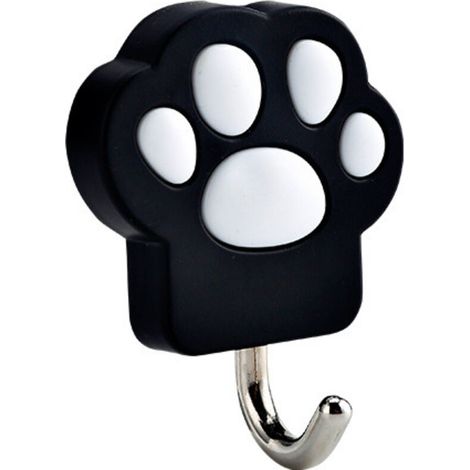 Set of 3 self-adhesive cat claw-shaped hooks – Wall hook, towel bag, key holder, kitchen spoon, bathroom spatula, living room, ceiling door (black) (1/5)