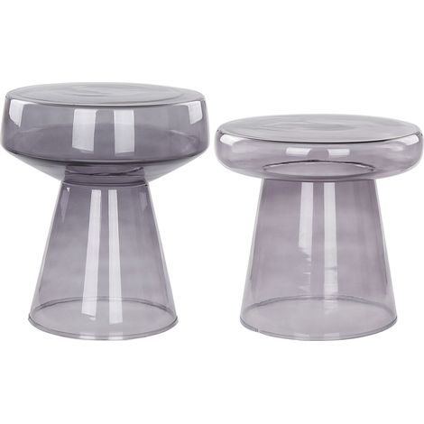 Beistelltisch 2er Set LAGUNA/CALDERA Glas Grau (1/5)