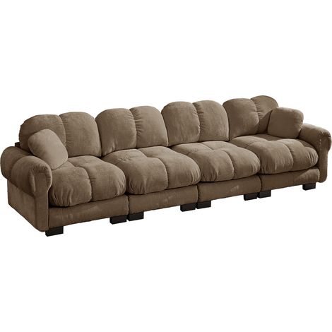 Divano modulare marrone in ciniglia 330 x 86 x 90 cm MODENUIT (1/5)