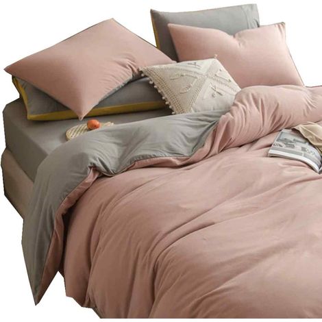 1 Parure de lit 4 pièces Coton pur Style princesse Impression active Housse de couette Drap Taies Dortoir (1/5)