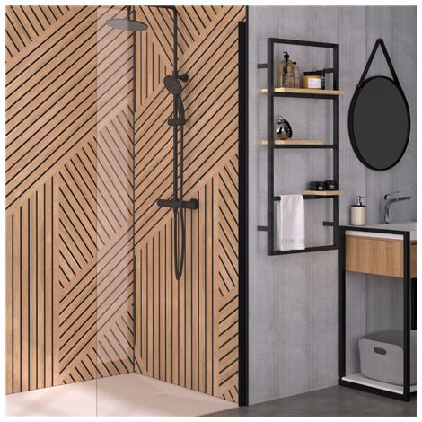 KINEDO - Profilé Mural d'Ajustement / Compensation Pour Paroi Douche - Aluminium Finition Noir Mat - Fabriqué en France - H.200 cm