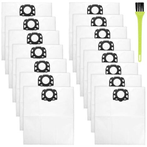 Lot de 15 sacs pour aspirateur Kärcher WD4, WD5, WD6, WD5P, WD6P, MV4, MV5 et MV6 grands sacs à poussière avec brosse de nettoyage. (1/5)